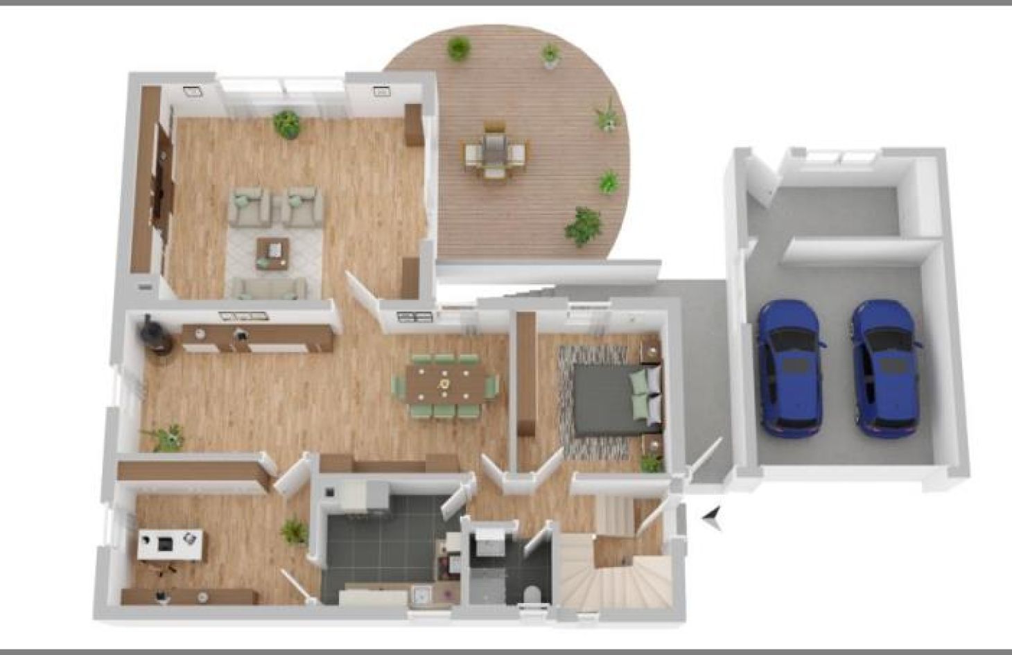 3D Wohnbeispiel EG von Großartig! Sehr gepflegtes Einfamilienhaus in begehrter Lage mit Anbau u. Garten in Achern bei Dhonau Immobilien-Makler Ortenau