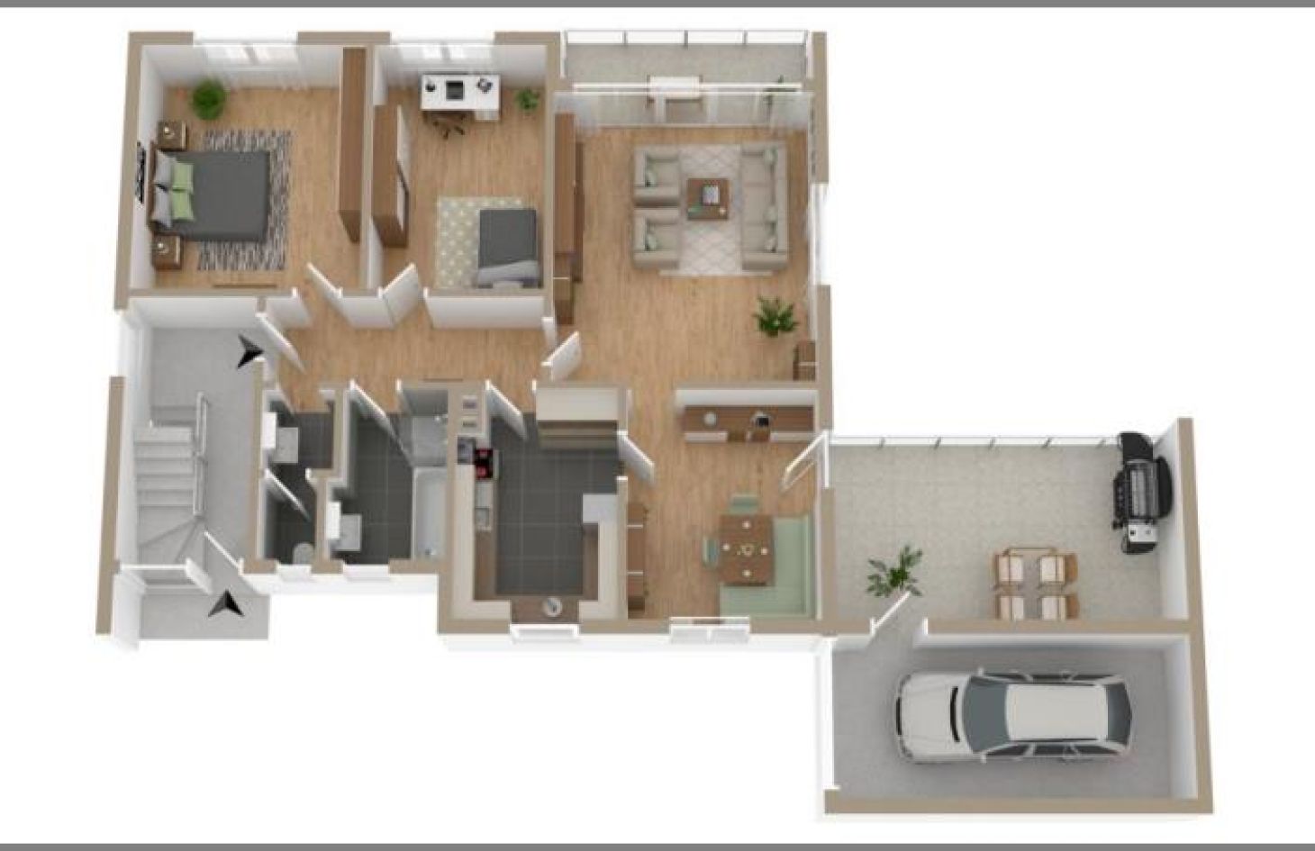 3D Wohnbeispiel EG von Ruhig gelegenes Einfamilienhaus mit Einliegerwohnung in Sasbachwalden bei Dhonau Immobilien-Makler Ortenau