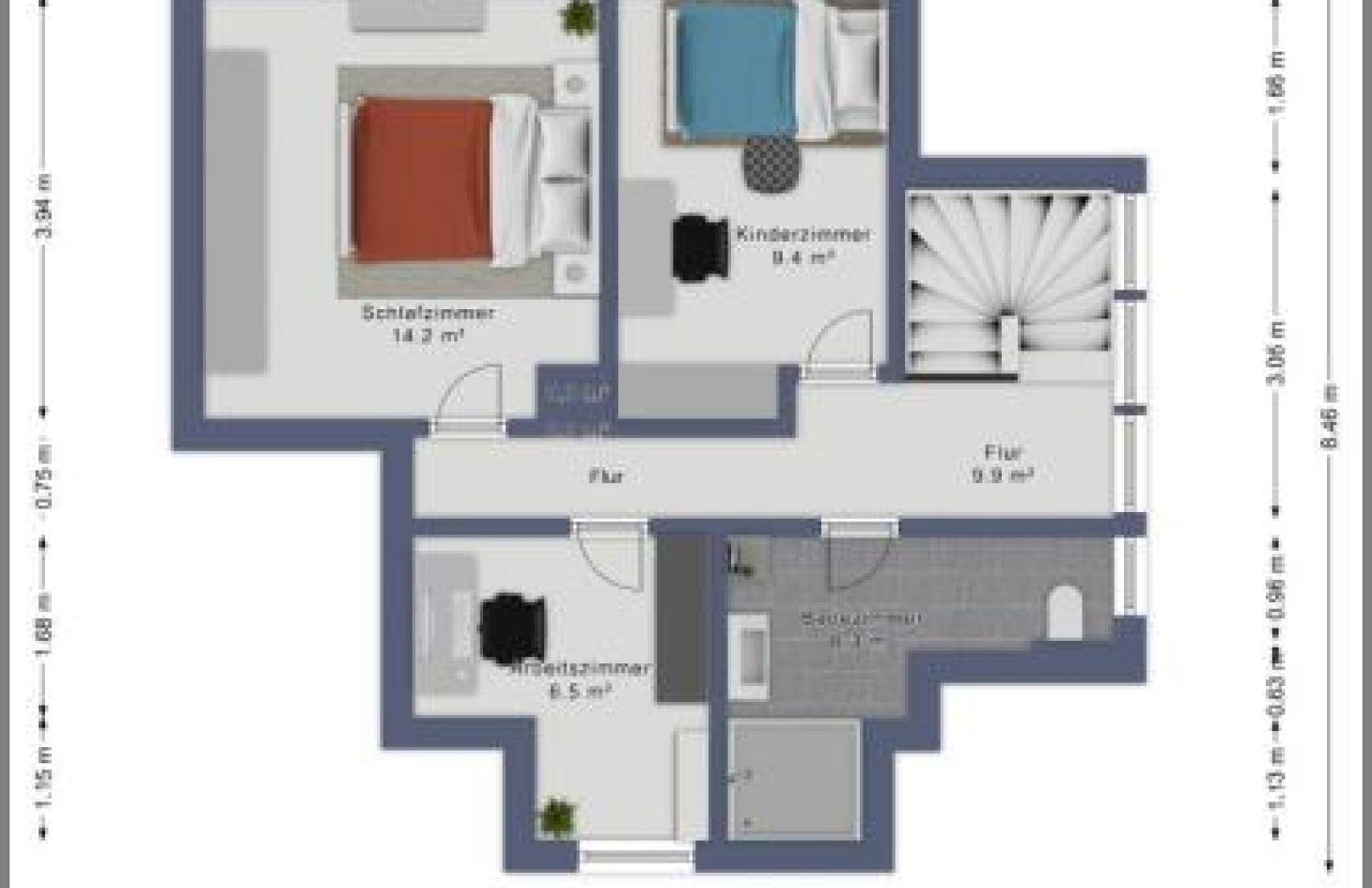 Obergeschoss  von Zentrumsnahe, sanierte Doppelhaushälfte - Schickes Zuhause im Herzen von Achern! in Achern bei Dhonau Immobilien-Makler Ortenau