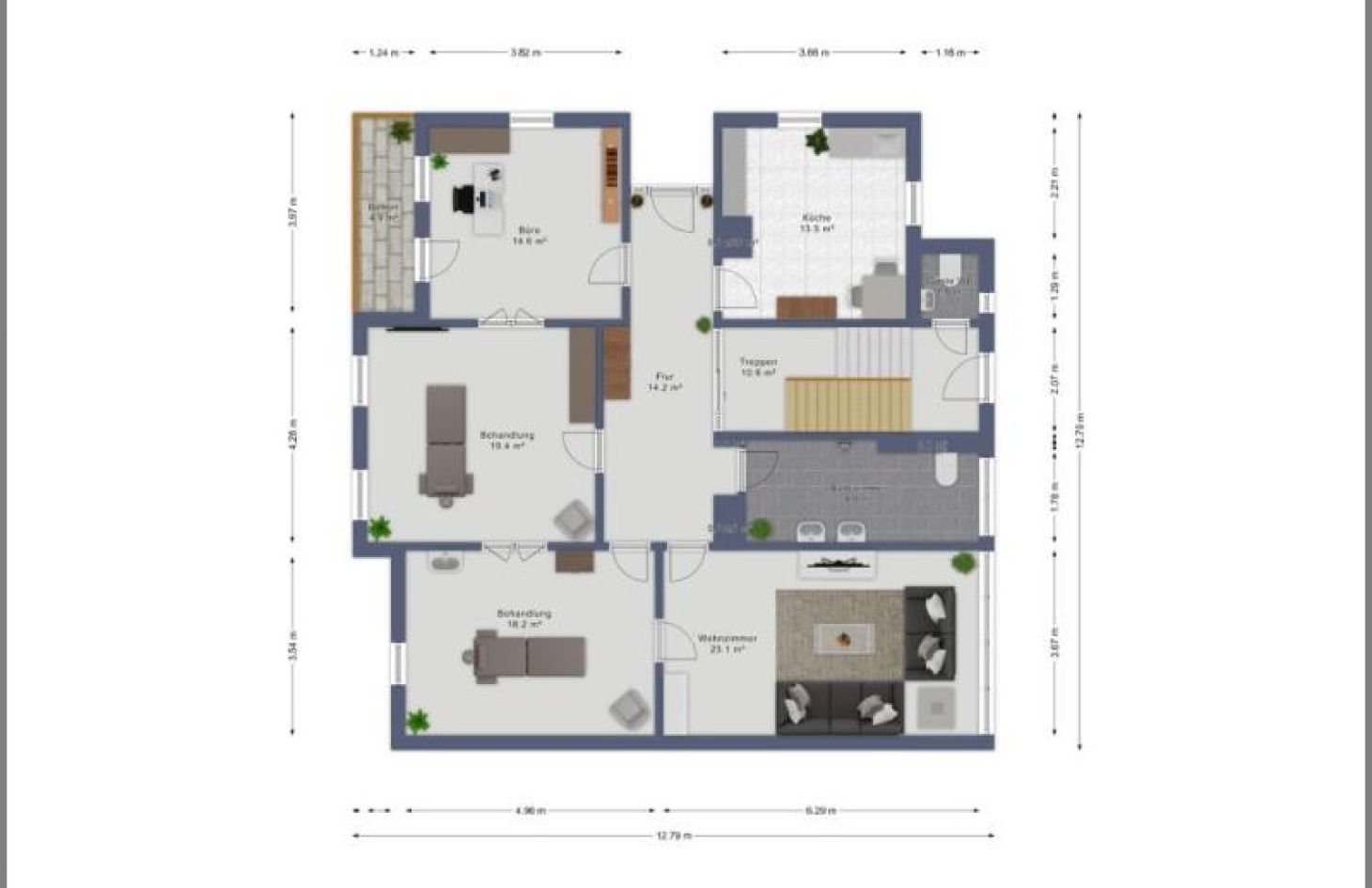 Erdgeschoss (ca. Maße) von Elegante Altbau-Stadtvilla mit 3 Wohnungen / Praxis. 125 Jahre erstklassig! in Achern / Stadt bei Dhonau Immobilien-Makler Ortenau