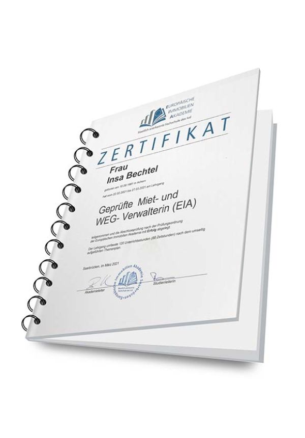 Miet- und WEG-Verwaltung EIA - Zertifikat Dhonau Immobilien