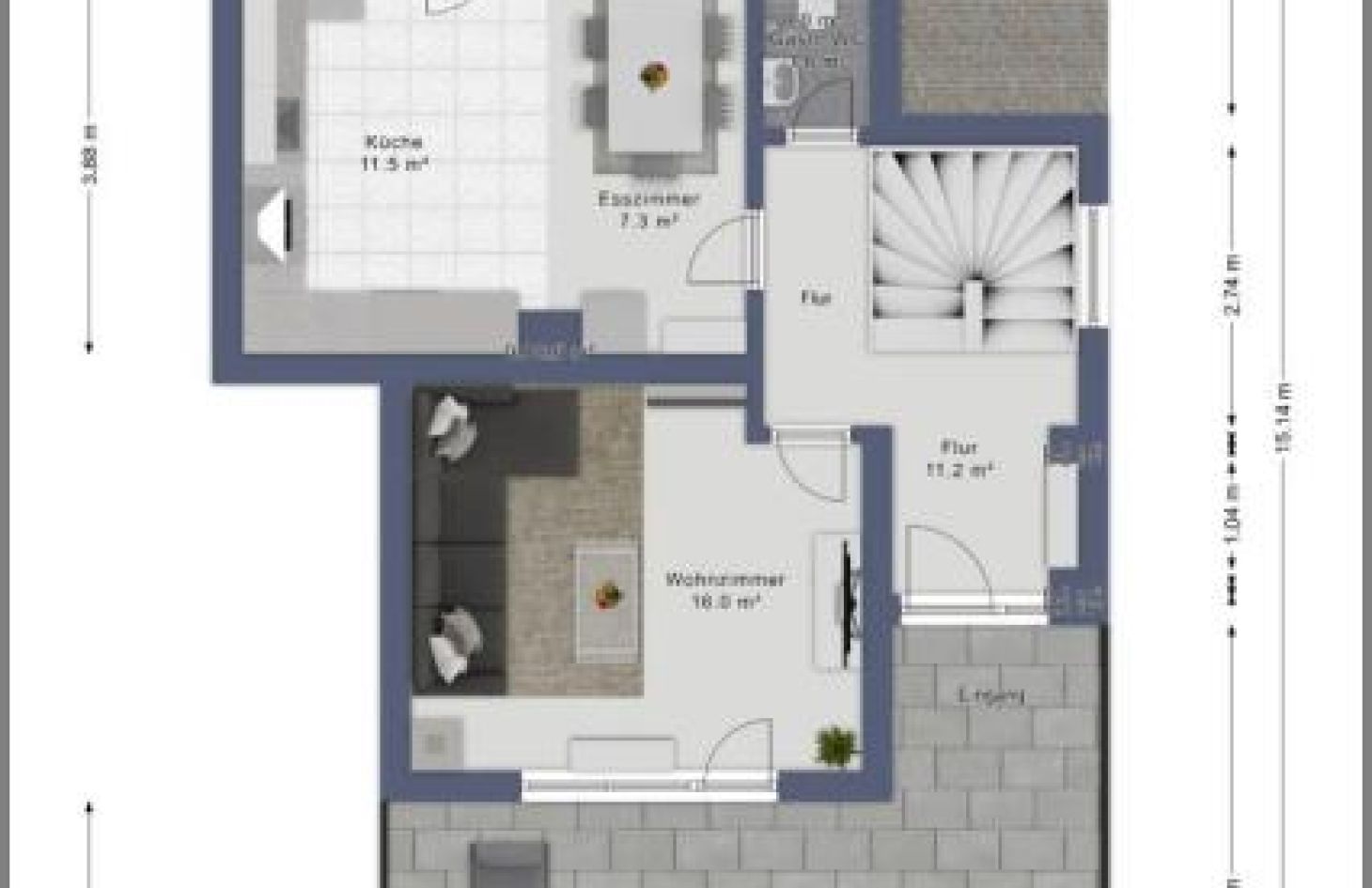Erdgeschoss von Zentrumsnahe, sanierte Doppelhaushälfte - Schickes Zuhause im Herzen von Achern! in Achern bei Dhonau Immobilien-Makler Ortenau