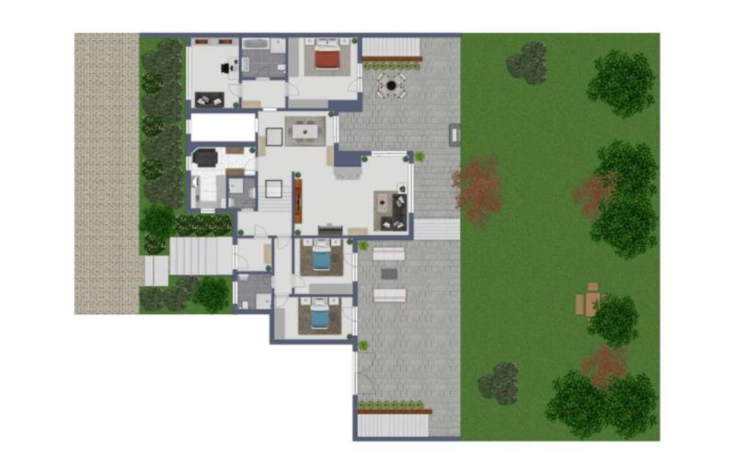 Skizze Außenbereich von Exklusives EFH! Ein Raumwunder als doppelter Bungalow plus TG! in Achern bei Dhonau Immobilien-Makler Ortenau