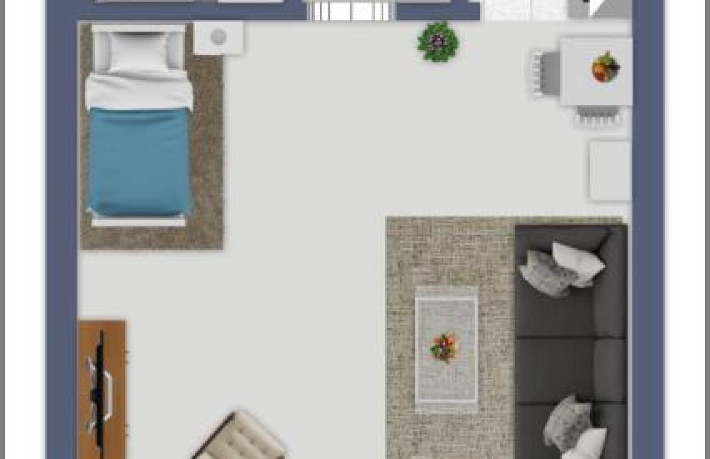 Grundriss (nicht maßstäblich) von Schicke, möblierte 1-Zimmer-Ferien-/Wohnung mit fantastischem Ausblick in Sasbachwalden bei Dhonau Immobilien-Makler Ortenau