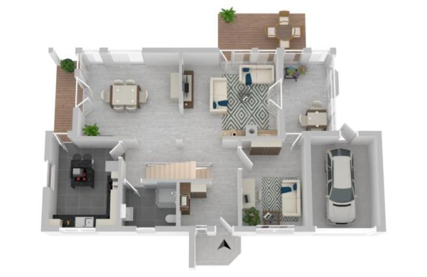 3D-Wohnbeispiel EG von Schicker Wohntraum in Grün! Modernes Einfamilienhaus in ruhiger Lage! in Bühl bei Dhonau Immobilien-Makler Ortenau