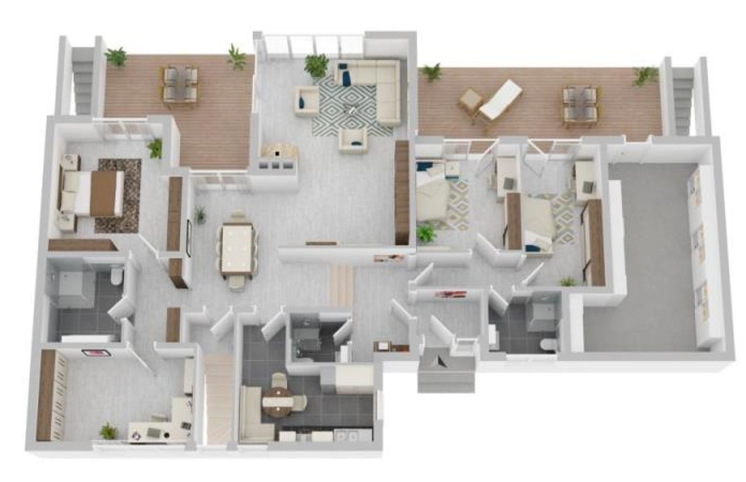 3D Wohnbeispiel EG von Exklusives EFH! Ein Raumwunder als doppelter Bungalow plus TG! in Achern bei Dhonau Immobilien-Makler Ortenau