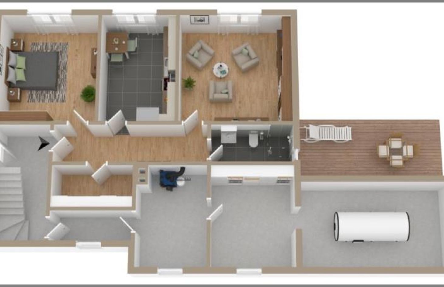 3D Wohnbeispiel UG ELW von Ruhig gelegenes Einfamilienhaus mit Einliegerwohnung in Sasbachwalden bei Dhonau Immobilien-Makler Ortenau