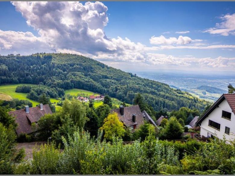 Ausblick in die Rheinebene von Schicke, möblierte 1-Zimmer-Ferien-/Wohnung mit fantastischem Ausblick in Sasbachwalden bei Dhonau Immobilien-Makler Ortenau